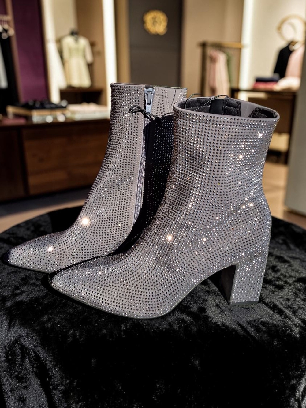 ✨ NWOT A New Day "Cassidy" Smoke/Gunmetal Grey Rhinestone Boots ✨